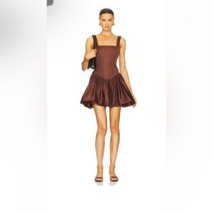 WeWoreWhat Bubble Skirt Corset Mini Dress in Chocolate - Size 4